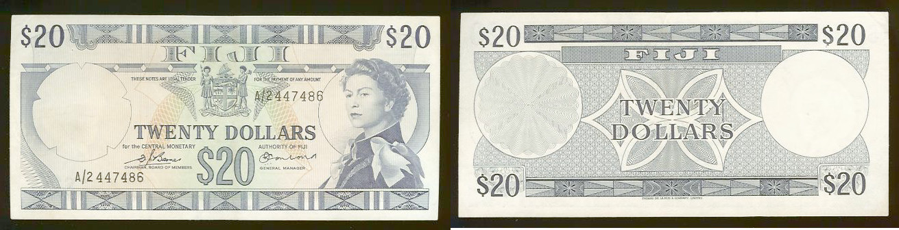 20 Dollars FIDJI 1974 P. 75b SPL